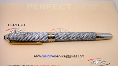 Perfect Replica Montblanc Meisterstuck Gold Clip Carved Stainless Steel And Black Rollerball Pen